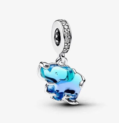 925 Sterling Silver Colorful Elephant Animal Charms for DIY Jewelry Necklace Bracelet Gifts