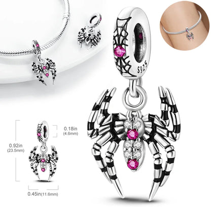 S925 Silver Luminous Zombie Skeleton Charm Bead Dangle