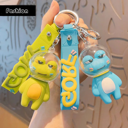 Charming Space Frog Keychain for Women Bag Decoration and Car Accessories
