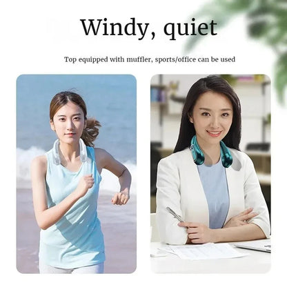 2024 USB Rechargeable Portable Neck Fan with Dual Ventilation