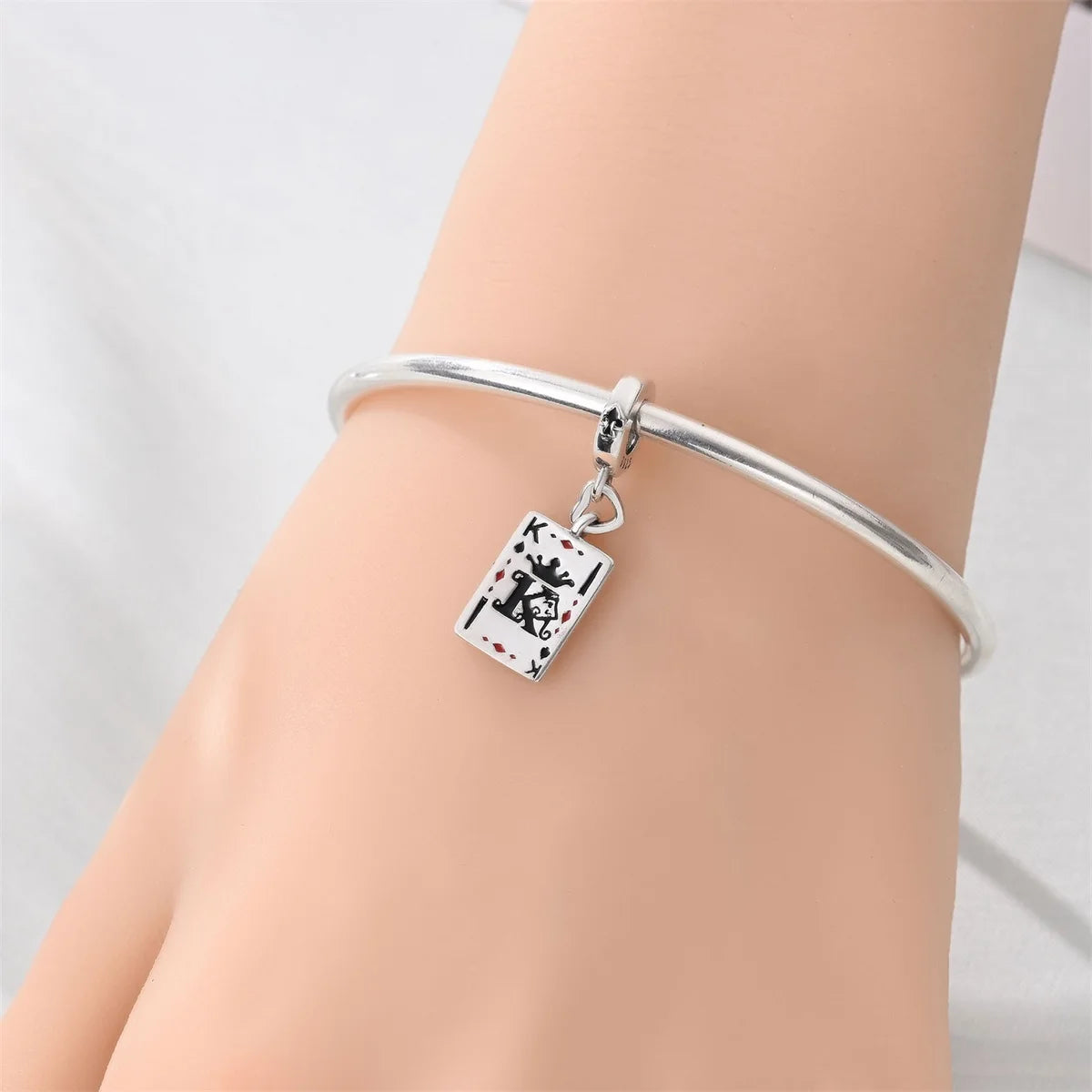 Original 925 Sterling Silver Playing Card Charms Pendant Poker Joker Hearts Spades Crown Bead Jewelry for Bracelets and Necklaces