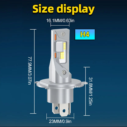 Ultra-Bright H4 LED Headlight Bulbs 29000LM 110W 6500K Fanless CSP Chips for Cars 12V 24V IP68 Waterproof 2-Pack