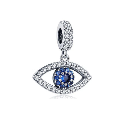 Sunflower Evil Eye Charm 925 Silver Plated Bead for DIY Bracelets Women's Jewelry B3068
