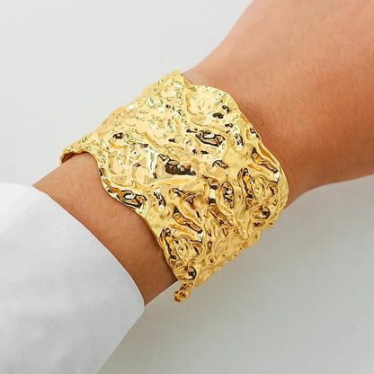 Exaggerated Gold Metal Hemp Cuff Bangle Bracelet for Women gold color