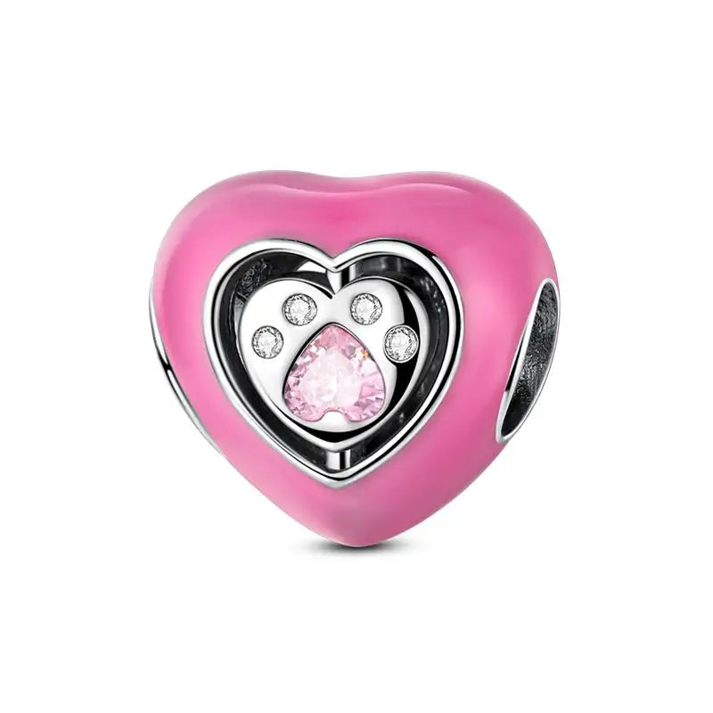 Genuine 925 Sterling Silver Heart Charm Bead for Mother's Day Bracelet Gift