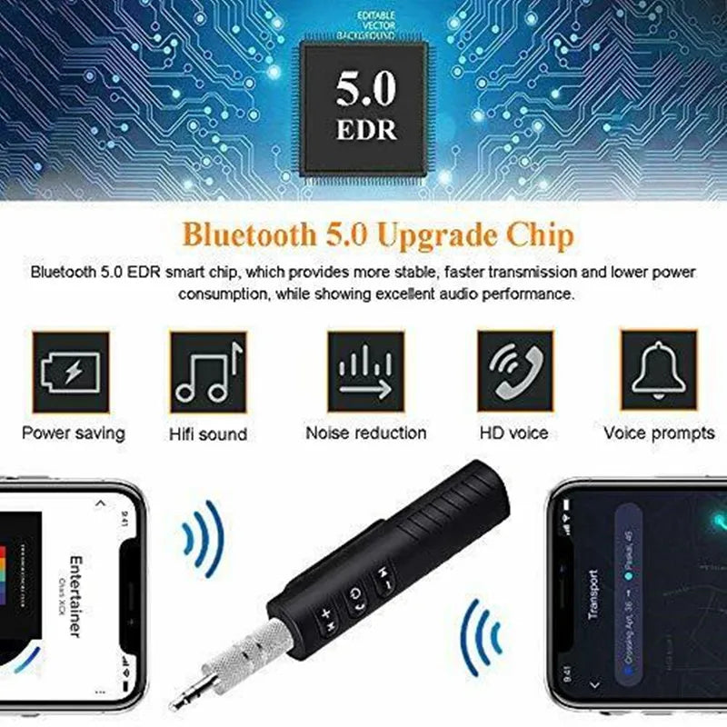 Bluetooth 5.0 Wireless 3.5mm Car Audio Receiver Adapter With Handsfree Calling And A2DP Support