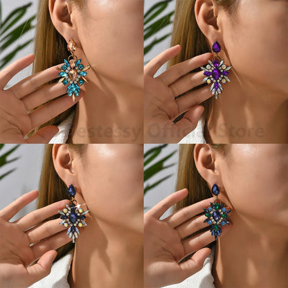 Elegant Rhinestone Drop Earrings for Women - Luxury Chandelier Design for Weddings and Parties