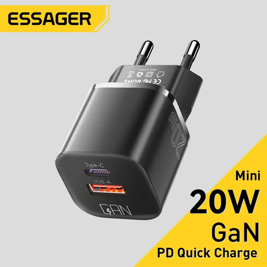 Essager 20W GaN PD USB C Charger Fast Charge for iPhone