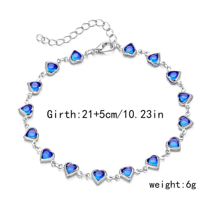 Vintage Red Blue Crystal Heart Bracelets for Women AK23Y0034-4