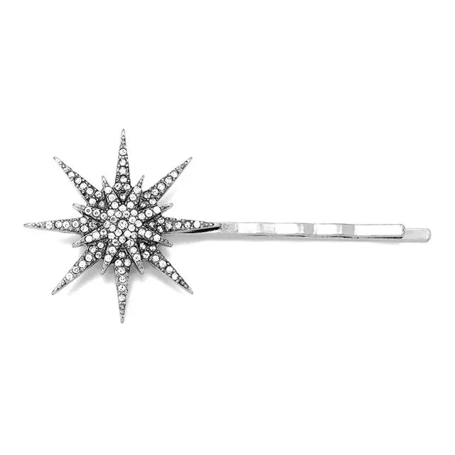 Vintage Moon and Star Rhinestone Hairpin for Women Bridal Accessories