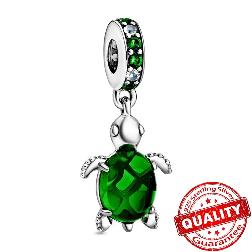 Green Monstera Leaf Charm 925 Sterling Silver Dangle Bracelet Jewelry for Women FCC141-GN