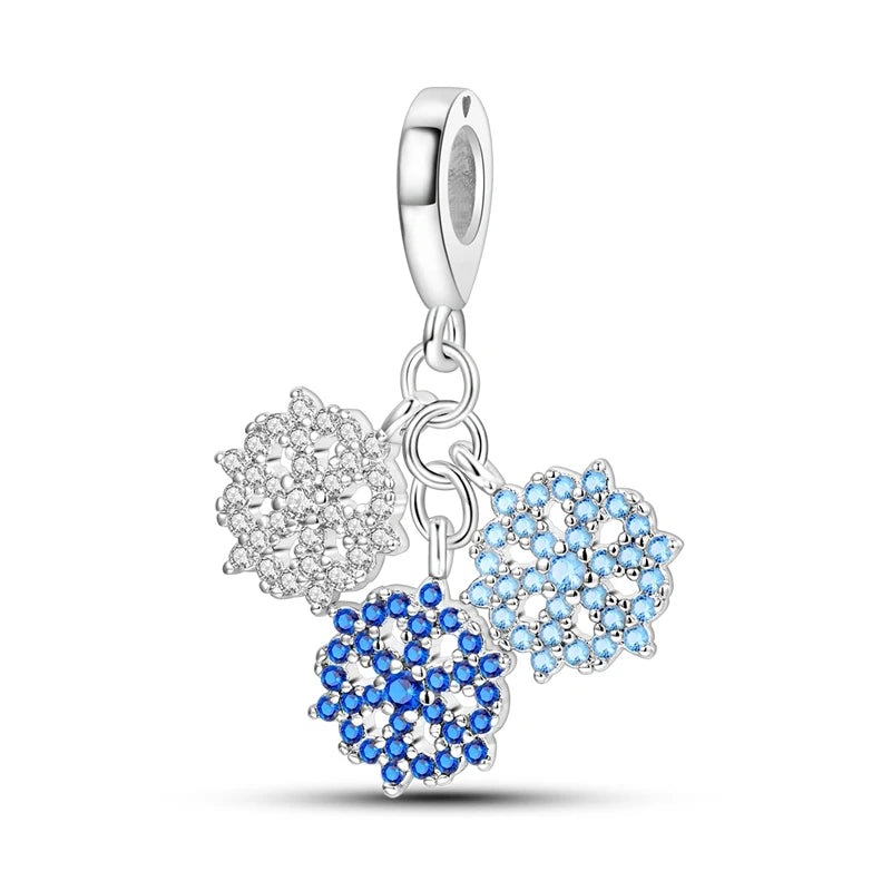 Sterling Silver Snowman Charm Beads for Bracelets Jewelry Gift KTC889