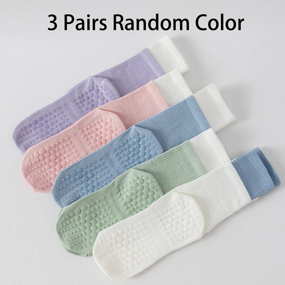 3 Pairs Hot Yoga Ankle Socks Organic Cotton Cushioned