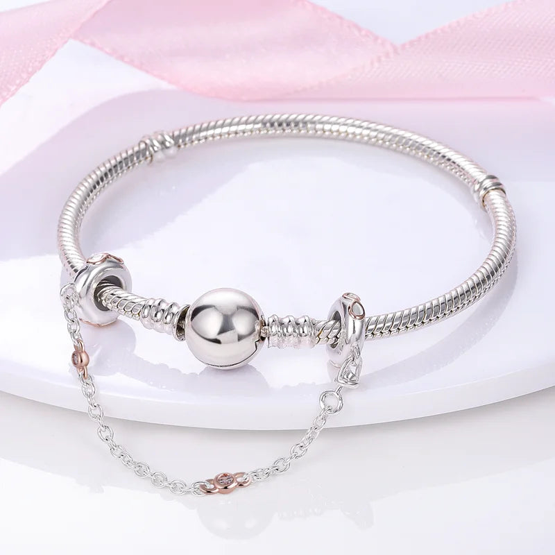 Silver Star Moon Heart Charm Bracelet with CZ Beads and Angel Wing Pendant for Women