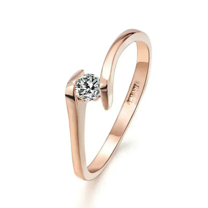 Elegant Rose Gold Zircon Crystal Ring for Women - Fashion Wedding Band Accessory