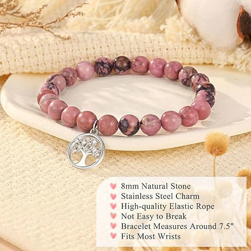 Elegant Tree of Life Natural Stone Bracelet for Women - Perfect Gift for Grandma on Birthday, Christmas, or Mother's Day