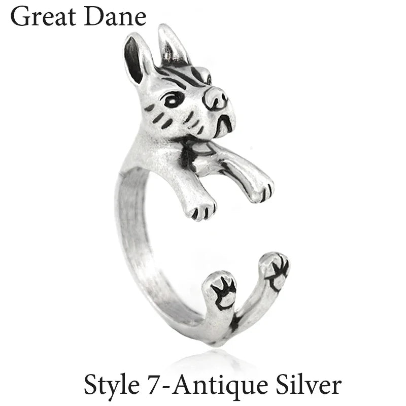 Vintage Labrador Retriever Wrap Ring Adjustable Fashion Jewelry for Women and Men