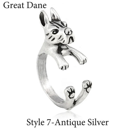 Vintage Labrador Retriever Wrap Ring Adjustable Fashion Jewelry for Women and Men