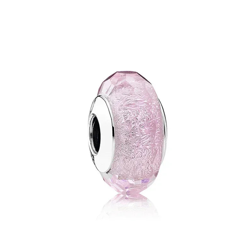 925 Sterling Silver Pink Flower Balloon Coffee Cup Charm Beads for DIY Bracelets Perfect Gift for Women