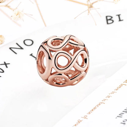Rose Gold Winged Angel Heart Charm Bead Pink Daisy Spacer