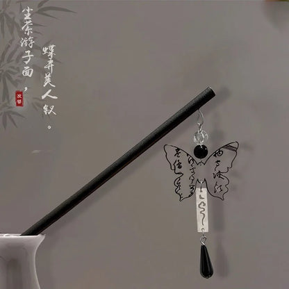Elegant Double Butterfly Tassel Hair Stick for Vintage Chinese Style Hairwear