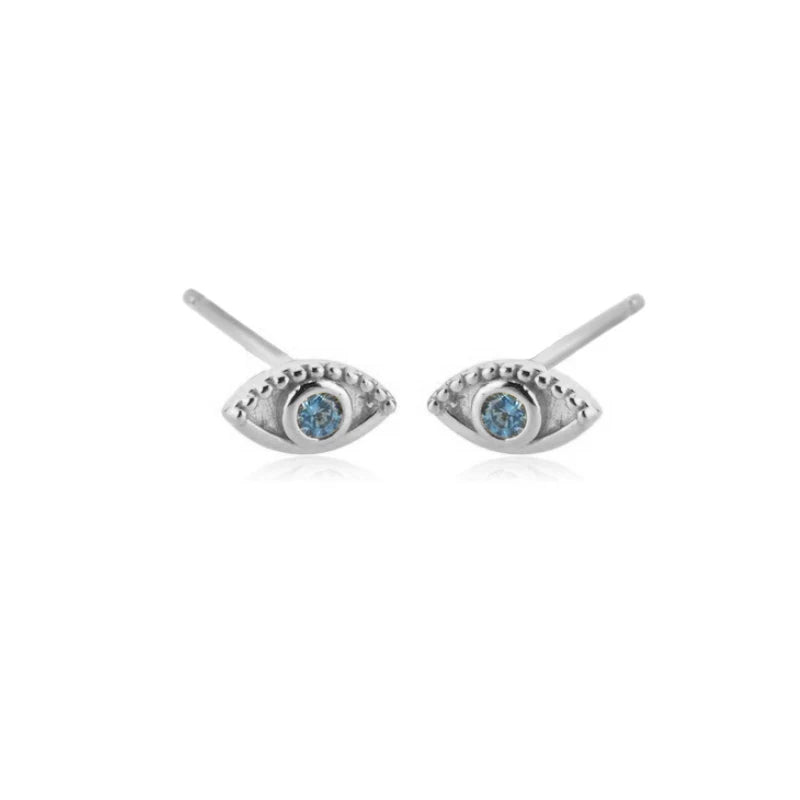 Elegant Water Lake Blue Zircon Hoop Earrings for Women Minimalist Circle Dangle Jewelry Accessories