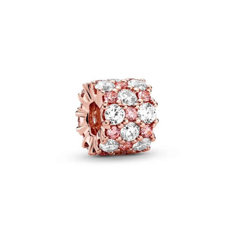 Sparkling Rose Gold Family Tree & Flower Charm Bead for European Silver Bracelet YY0203