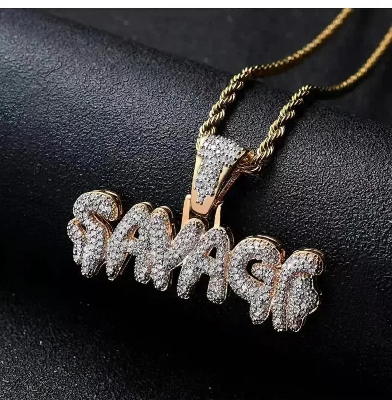 Cubic Zirconia Hip Hop XO Pendant Necklace for Men and Women