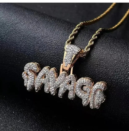 Cubic Zirconia Hip Hop XO Pendant Necklace for Men and Women