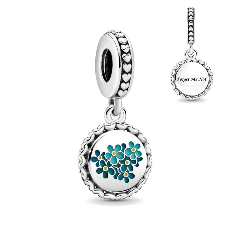925 Sterling Silver Green Clover Pendant for European Bracelet Charms Women Jewelry B1065