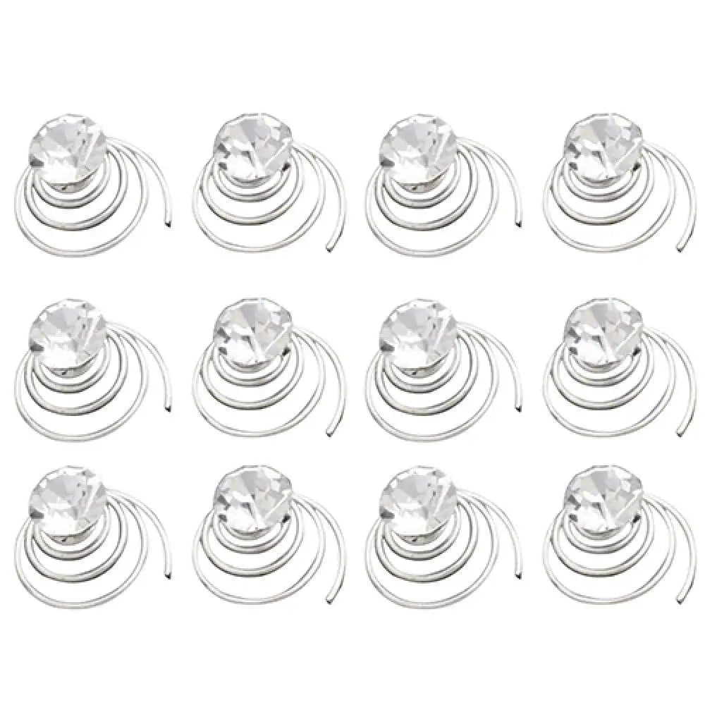 Elegant Bridal Rhinestone Spiral Hair Pins with Crystal Flowers for Wedding Hairstyles