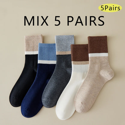 5 Pairs Antibacterial Thermal Wool Socks Men Thick Crew