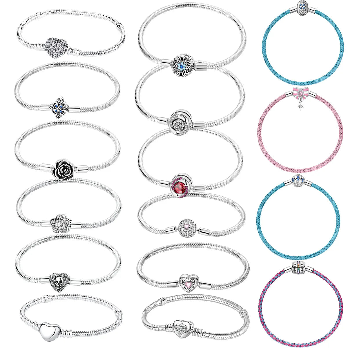 925 Sterling Silver Heart Lock Snake Bone Chain Bangle Women’s Classic Zircon Bracelet Fine Jewelry Party Gift