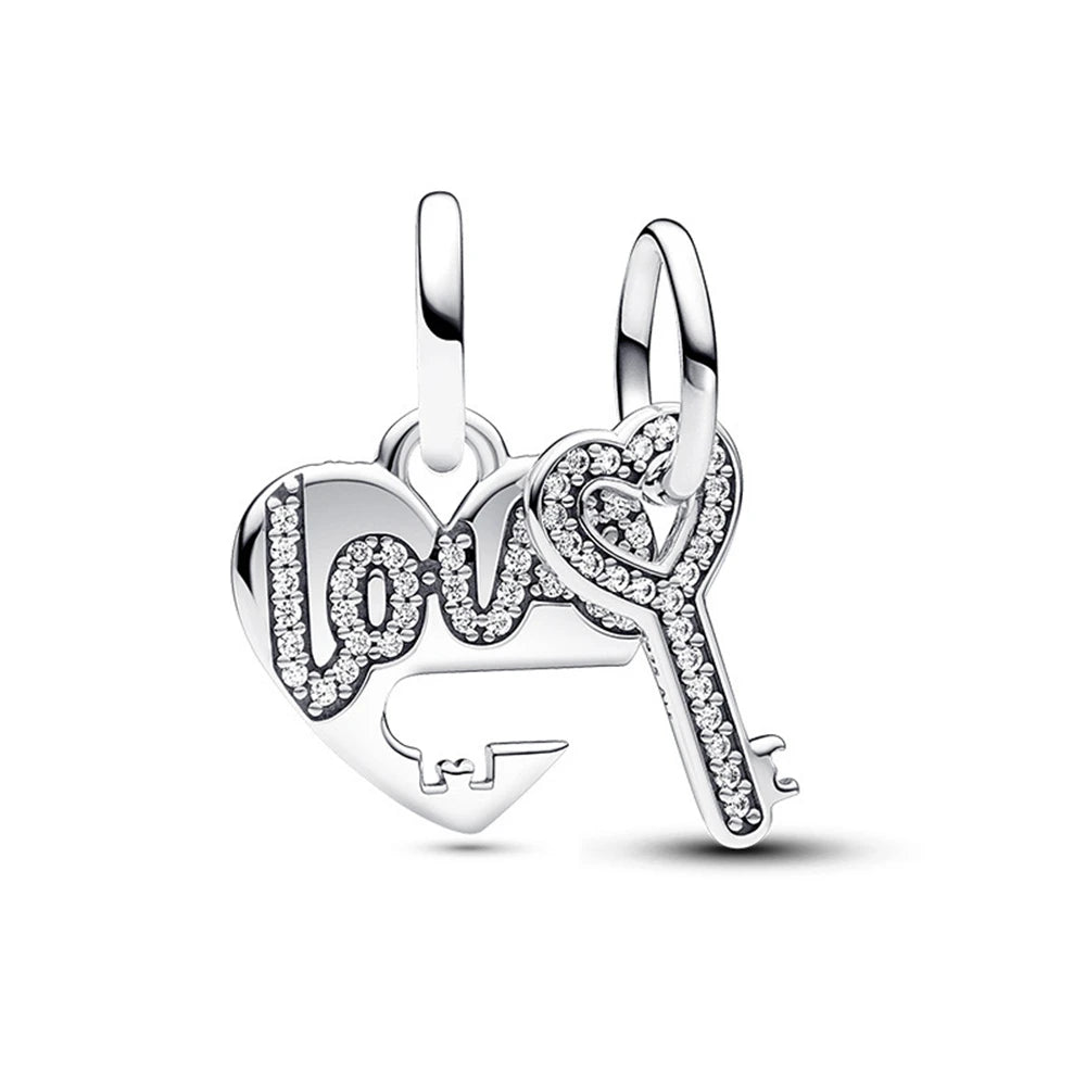 925 Sterling Silver Santa Elk Moon Star Bead Charm Cute