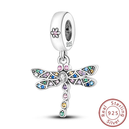 Glowing Firefly Butterfly Charm Bead 925 Sterling Silver Pendant for Bracelets KTC169