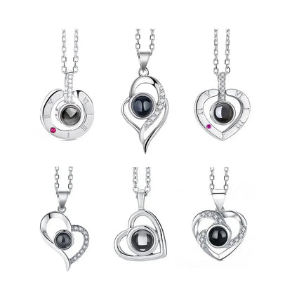 100 Languages I Love You Heart Pendant Necklace Romantic Projection Jewelry Gift for Women