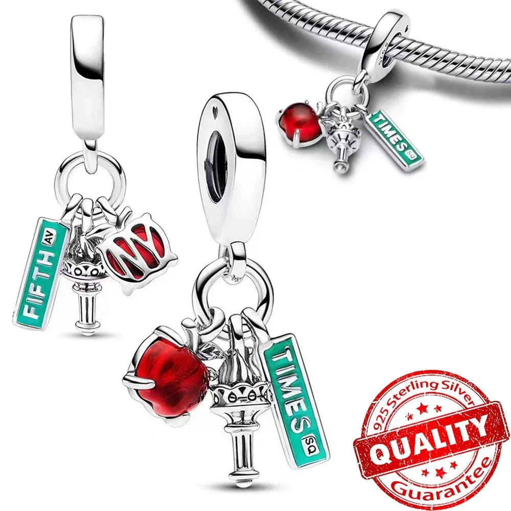 Green Monstera Leaf Charm 925 Sterling Silver Dangle Bracelet Jewelry for Women FCC276