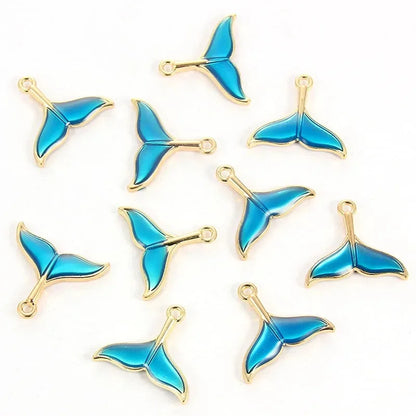 Elegant Alloy Fish Whale Tail Charms for DIY Jewelry Making - Set of 10