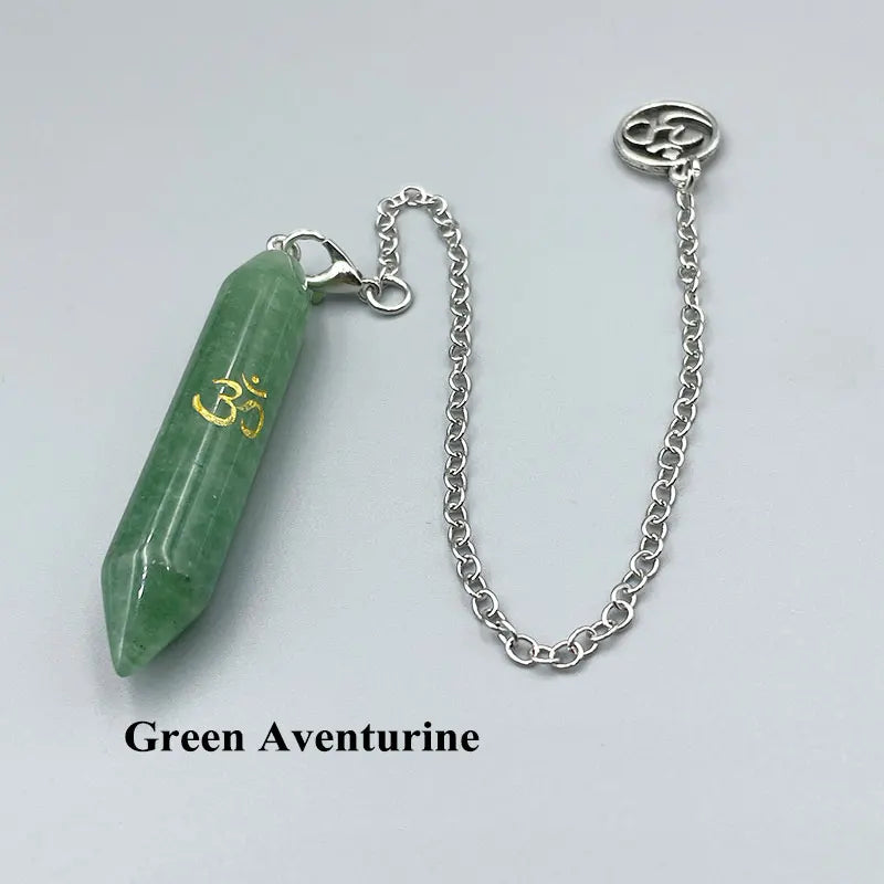 Mystic Fluorite Amethyst Crystal Pendulum Necklace for Divination and Reiki