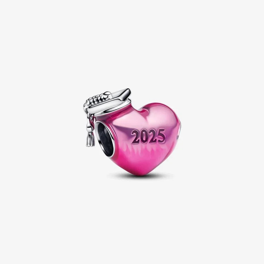 925 Sterling Silver Graduation Mortarboard Charm with Zircon Beads for DIY Bracelet Fine Jewelry Gift
