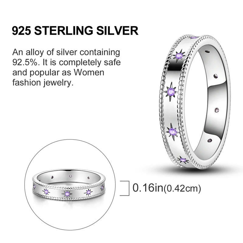 New 925 Sterling Silver Heart Shaped Zircon Starmoon Ring for Women Fine Engagement Wedding Jewelry Gifts SER180