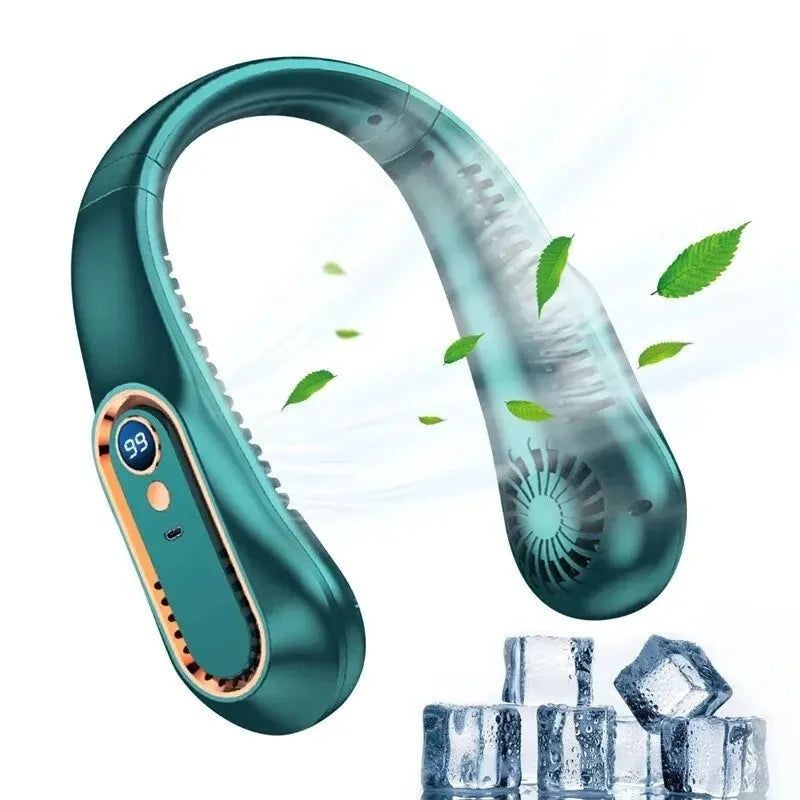 2024 USB Rechargeable Portable Neck Fan with Dual Ventilation