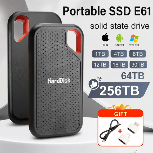 AEVYVKV Portable 1TB SSD External Solid State Drive High Speed 4TB Hard Disk Large Capacity 128TB Storage Compatible with Laptops Phones and Mac