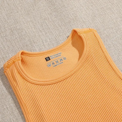 Women’s Seamless Rib-Knit Crop Top Elastic Sleeveless Casual Streetwear Tank