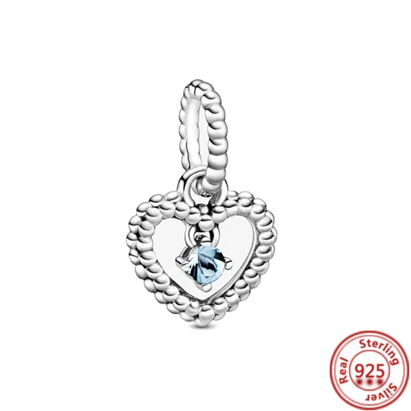 925 Sterling Silver Zodiac Pendant with Colorful Zircon for Charm Bracelets Y814 3mm-4mm