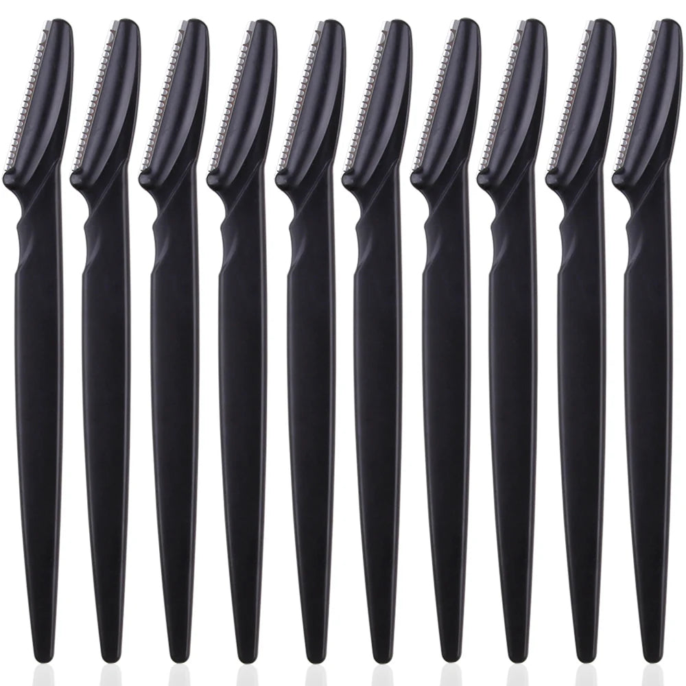 Portable 3/4/10Pcs Eyebrow Trimmer Face Blade Shaver Tools 10pcs Black