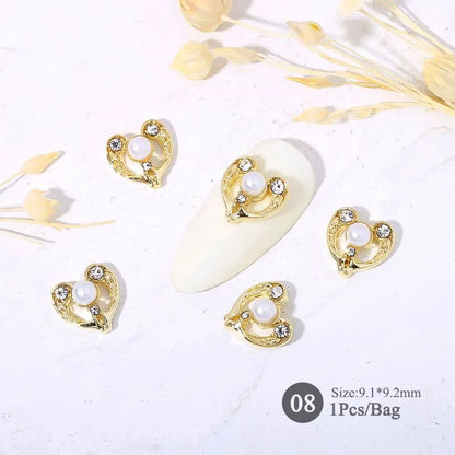 Elegant Gold Silver Metal Bowknot Nail Charm 3D Rhinestone Decor for DIY Manicure Art