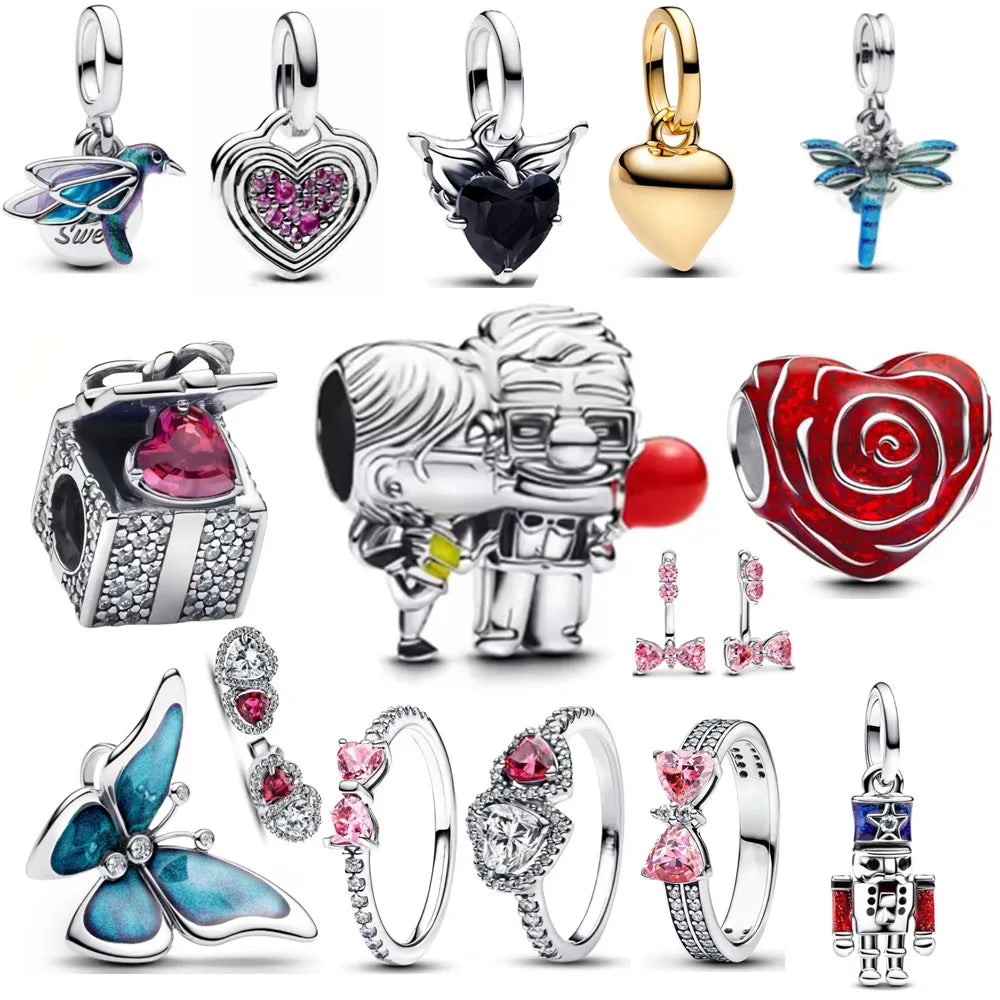 European 925 Sterling Silver Love Dragonfly Butterfly Charm Bead for Bracelet and Necklace Jewelry for Women