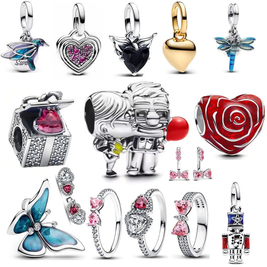 European 925 Sterling Silver Love Dragonfly Butterfly Charm Bead for Bracelet and Necklace Jewelry for Women