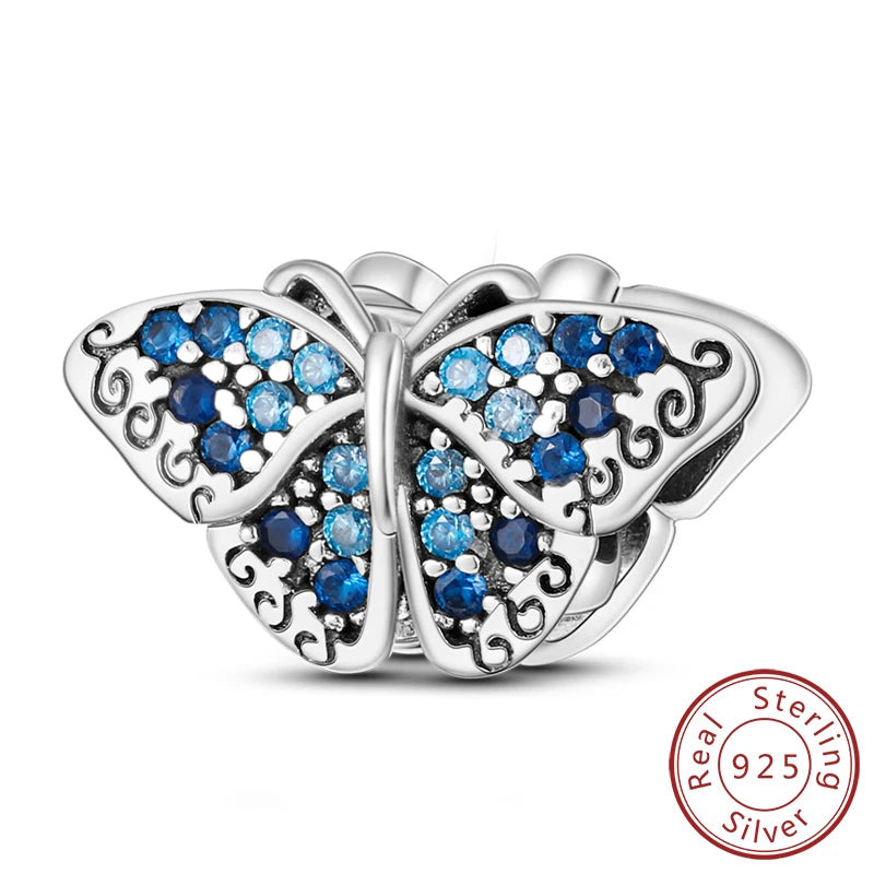 Glowing Firefly Butterfly Charm Bead 925 Sterling Silver Pendant for Bracelets KTC254